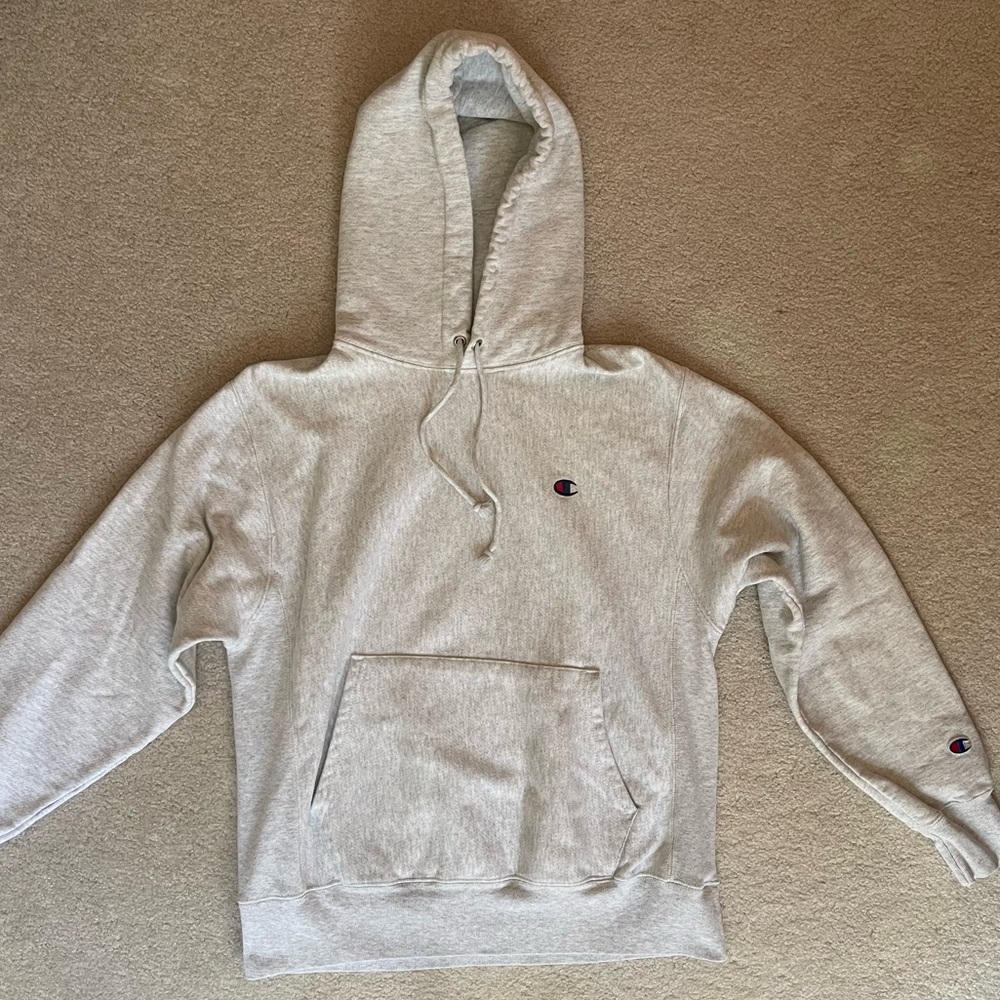 Champion Reverse Weave Oversized Hoodie Light Gray Size Medium